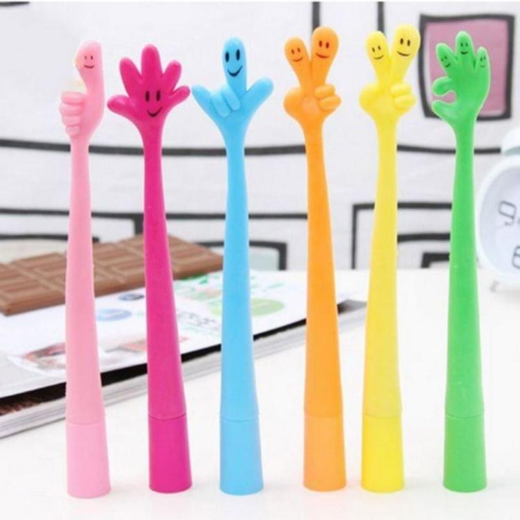 2 PCS Bendable Finger Gesture Ballpoint Pen Cartoon Writing Ball Pen School Stationery Kids Gift Random Color Delivery