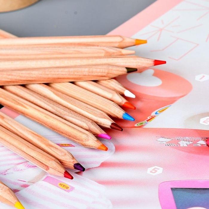 Kids Adults Sketch Coloring Books Drawing Vibrant Colors 24-color Wooden Colored Pencils Set