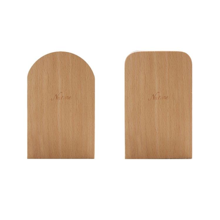Anti-skid Bookends Shelf Holder Book Nature Wood Stand(Round)