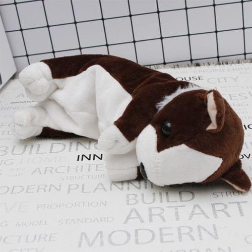 Kawaii Cartoon Plush Dog Pencil Case Cute Animal Pen Bag Box Kids School Supplies Stationery(Border animal white coffee)