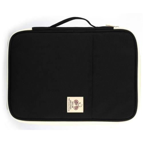Office Supplies Multi-purpose Zipper Document Folder A4 Storage Bag (Black)