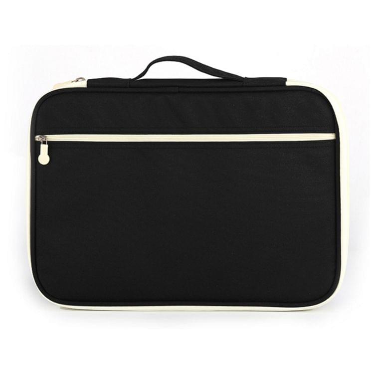 Office Supplies Multi-purpose Zipper Document Folder A4 Storage Bag (Black)