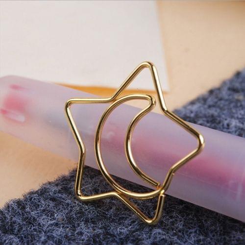 2 PCS Star Moon Shaped Paper Clip Creative Bookmark Student Stationery Gift School Office Supplies