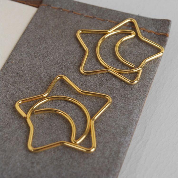 2 PCS Star Moon Shaped Paper Clip Creative Bookmark Student Stationery Gift School Office Supplies