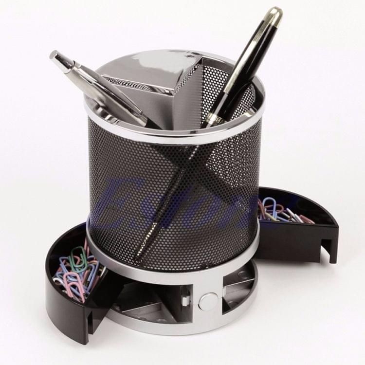 Desk Mesh Pen Pencil Holder Perpetual Calendar Office Supplies Multifunctional Digital LED Pens Storage Box(Blue)