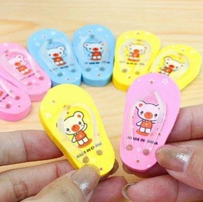 K6816 10 PCS Cartoon Style Slippers Eraser School Office Supplies Student Stationery Random Color Delivery