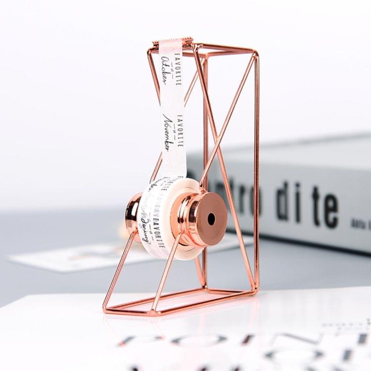 2PCS Metal Wire Hollow Tape Cutters Holder Office Supply Desktop Dispenser Racks(Rose Gold)