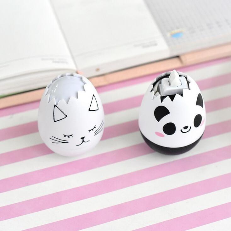 4 PCS Creative Cartoon Animal Egg Correction Tape Student Stationery School Supplies(White Cat)