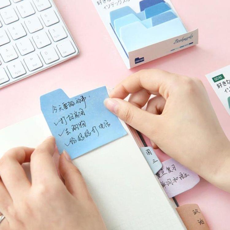 2 PCS Sticky Stickers Color Index Cards Notebooks Paper Pads Memo Notes Paper Stationery(Short gray)