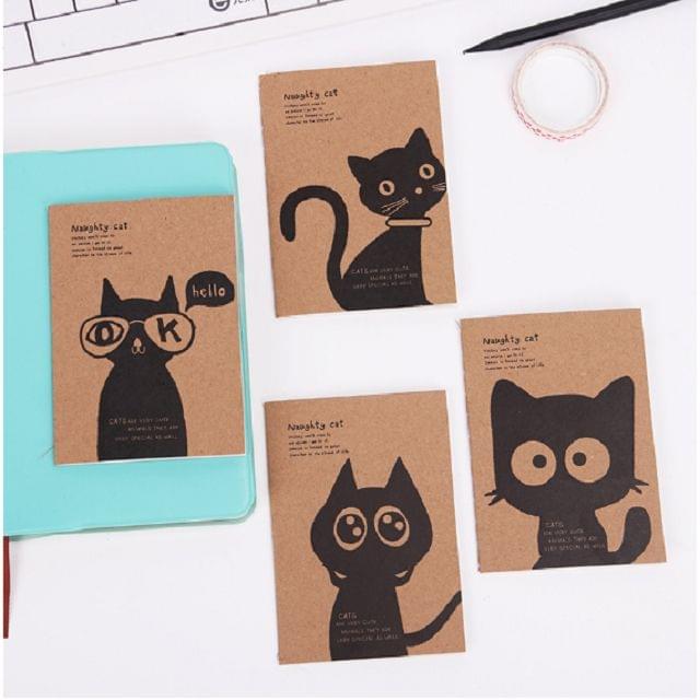 10 PCS Mini Blank Notebook Office Supplies School Creative Kraft Paper Cat Style Filofax Notepad