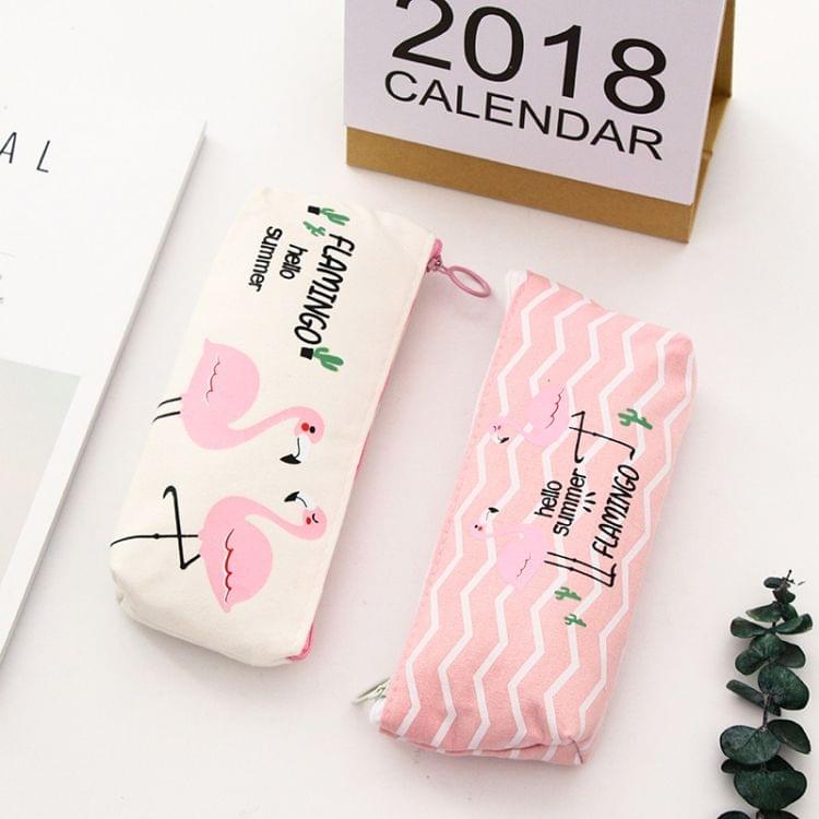 Kawaii Pencil Case Flamingos Pattern Canvas Gift School Pencil Box Pencilcase Pencil Bag School Supplies Stationery(Small flamingo)