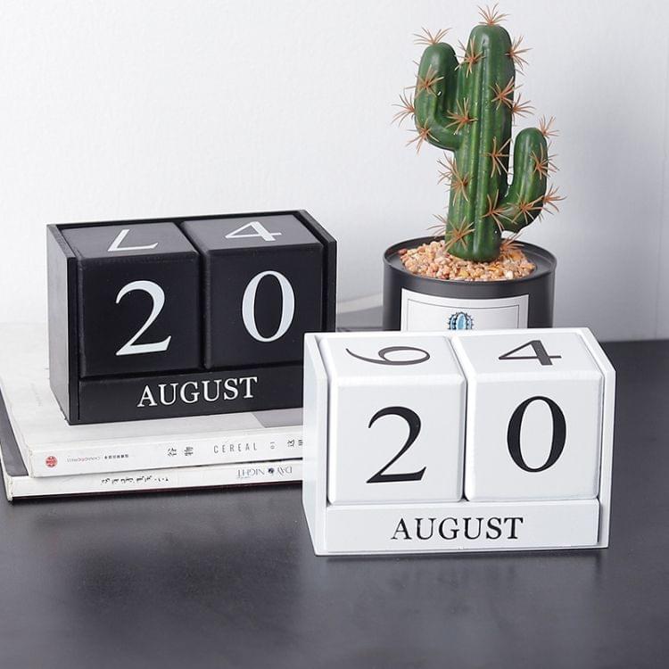 Wooden Calendar Creative Home Decoration Ornaments Living Room Desktop(Black)