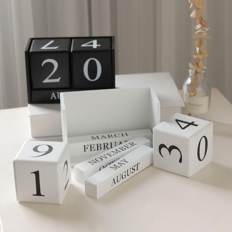 Wooden Calendar Creative Home Decoration Ornaments Living Room Desktop(Black)