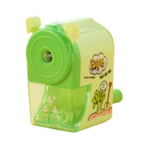 Hand Crank Mechanical Sharpener Creative Student Cartoon Animals Print Pencil Sharpener(Green)