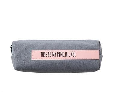 Creative School Pencil Case Simple Solid Color Large Pen Bag( Grey-pink stripe)