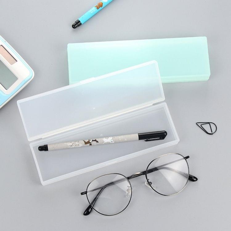 Creative Stationery Solid Color Translucent Scrub Stationery Case Pencil Case for Students School Office Supplies(White)