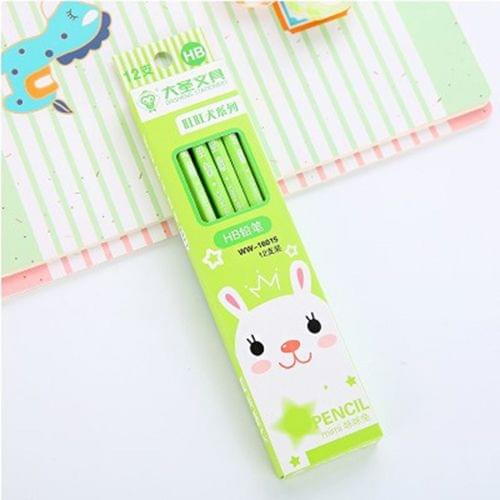 Cute Candy Color Animals HB Pencil Children Writing Sketching Graffiti Pens School Office Supply(Green Rabbit)