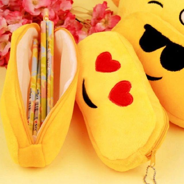 3 PCS Kawaii Velvet Cute Creative Expression Emoji Student Cosmetic Pen Bag Pencil Case Organizer Pouch School Supplies(5)