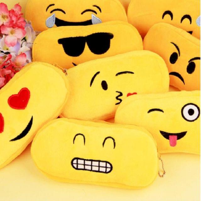 3 PCS Kawaii Velvet Cute Creative Expression Emoji Student Cosmetic Pen Bag Pencil Case Organizer Pouch School Supplies(5)