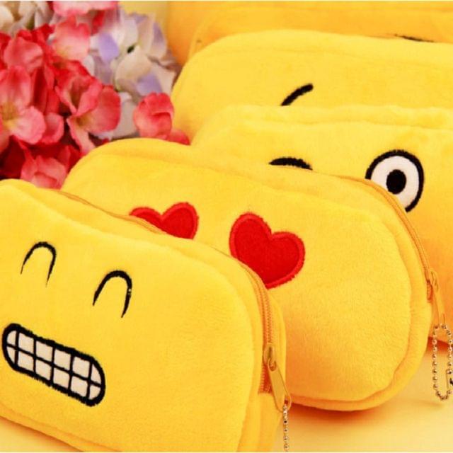 3 PCS Kawaii Velvet Cute Creative Expression Emoji Student Cosmetic Pen Bag Pencil Case Organizer Pouch School Supplies(5)