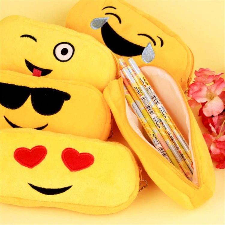 3 PCS Kawaii Velvet Cute Creative Expression Emoji Student Cosmetic Pen Bag Pencil Case Organizer Pouch School Supplies(5)