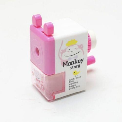 Cartoon Animals Pattern Windmill Pencil Sharpeners Kids School Supplies(722A-Pink monkey)