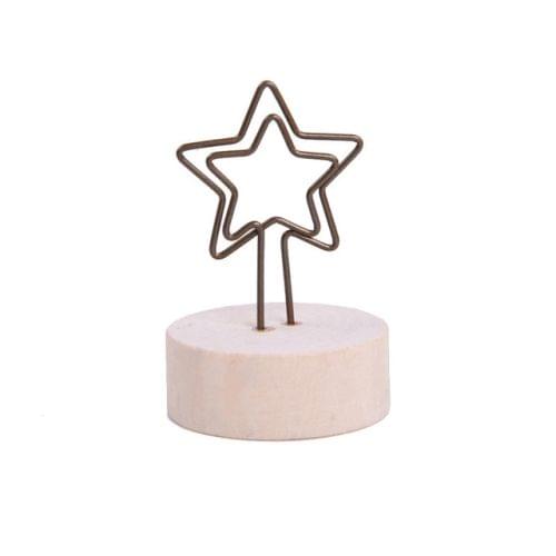 Creative Round Wooden Iron Photo Clip Memo Name Card Pendant Furnishing Articles Picture Frame(Star)