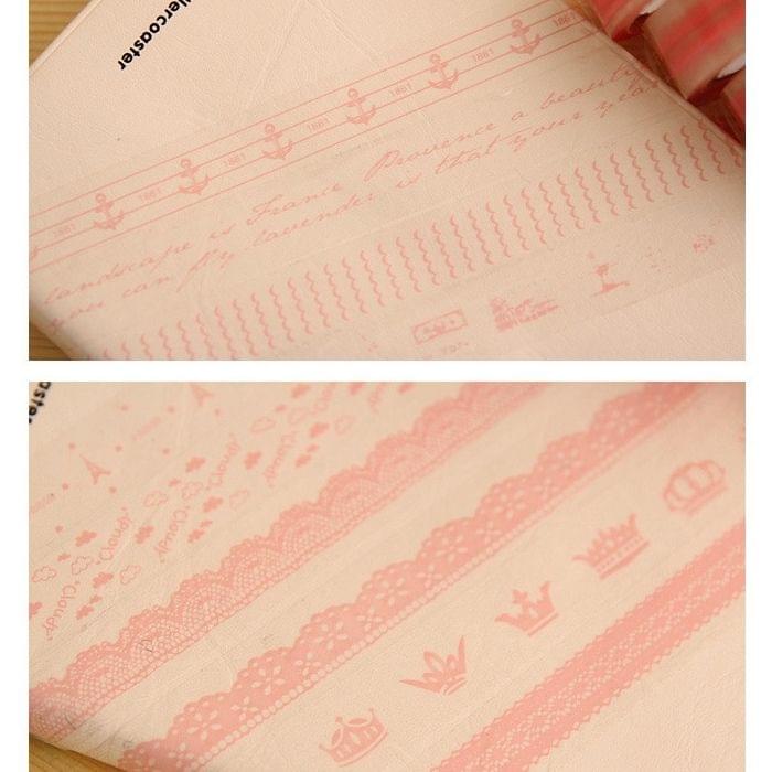 5 PCS 10m School Office Stationery Cute Transparent Lace Pattern Decorative Tape, Random Style Delivery (Pink)