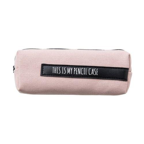 Simple Large Letter School Pencil Case Pen Bag Stationery Office School Supplies Pen Pouch Cosmetic Cases Coin Purse Storage Bags(Pink black strip)