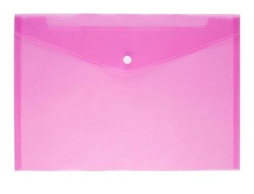 12 PCS A4 Clear Document Bag Paper File Folder Stationery School Office PP Case(Pink)