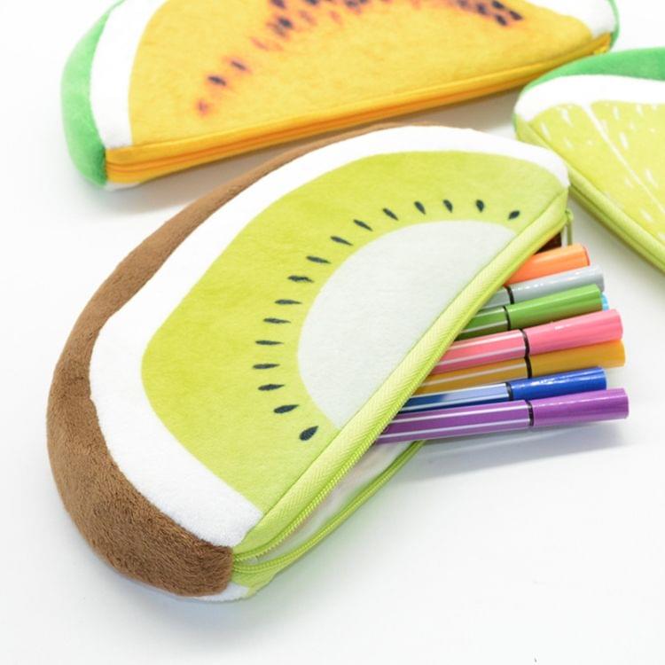 Creative Cute Kawaii Plush Fruits Pencil Case Fruit Pencil Bag(Kiwi)