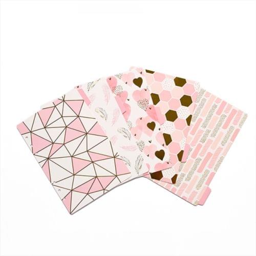 5 PCS A5 Notebook Index Pages Replacement Core Kawaii Diary Planner Dividers 6 Holes Loose Leaf Spiral Labels Journal Accessories, Size:A6(Pink )