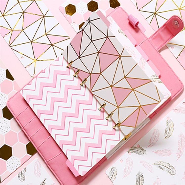5 PCS A5 Notebook Index Pages Replacement Core Kawaii Diary Planner Dividers 6 Holes Loose Leaf Spiral Labels Journal Accessories, Size:A6(Pink )