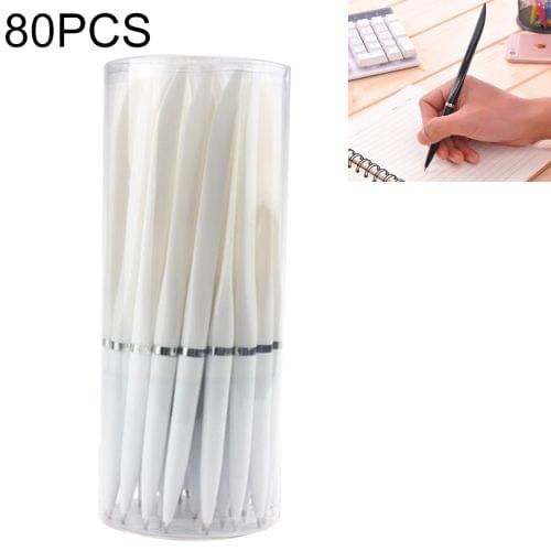 80 PCS / 2 Boxes 0.7mm Knife-Shaped Blue-Ink Ballpoint Pen for Express & Advertising & Office(White)