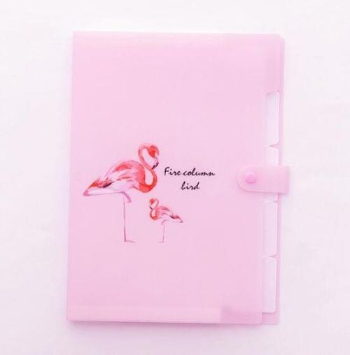 5 Layers Cute Cartoon Animal Bird Document Bag Storage Bag Expanding Wallet File Folder Organizer, Size:32.5x24cm(Pink)
