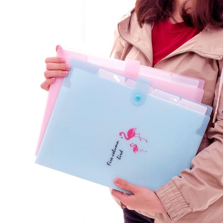 5 Layers Cute Cartoon Animal Bird Document Bag Storage Bag Expanding Wallet File Folder Organizer, Size:32.5x24cm(Pink)