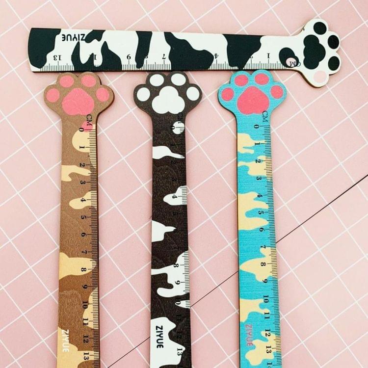 2 PCS Cute Cat Claw Wooden Ruler Measurement Drawing Student Stationery School Office Supplies