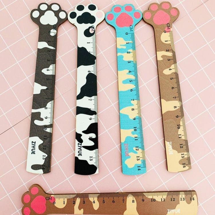 2 PCS Cute Cat Claw Wooden Ruler Measurement Drawing Student Stationery School Office Supplies