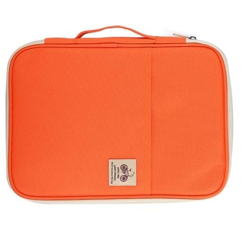 Office Supplies Multi-purpose Zipper Document Folder A4 Storage Bag (Orange)