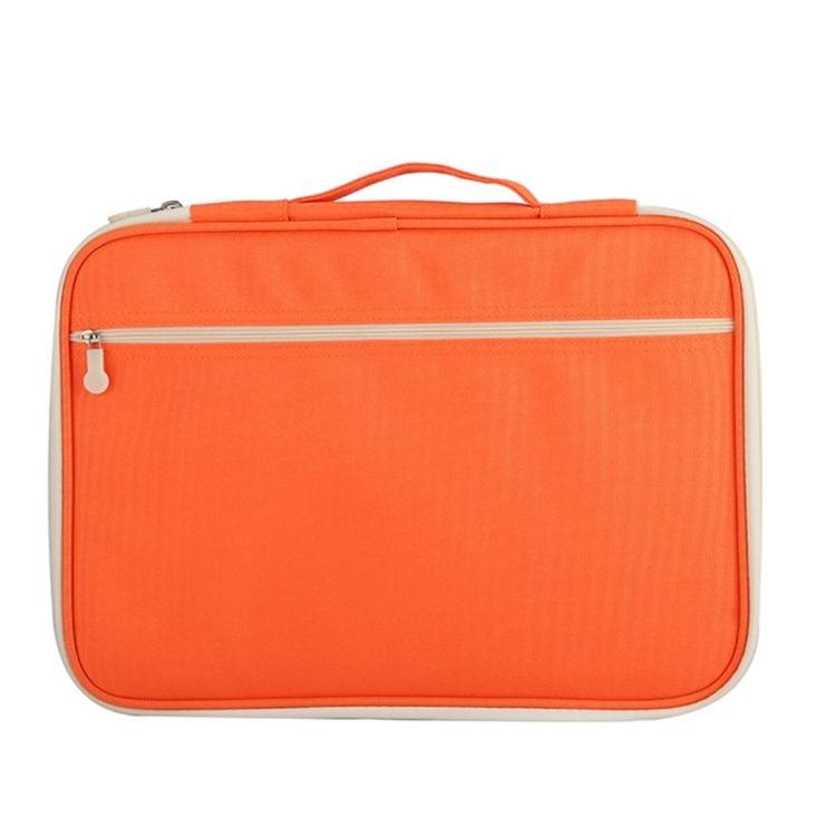 Office Supplies Multi-purpose Zipper Document Folder A4 Storage Bag (Orange)