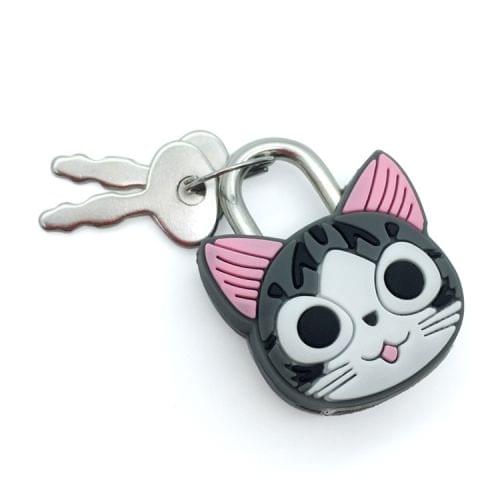 X38 Cute Creative Cartoon Animal Luggage Bag Metal Lock Journal Diary Book Password Lock File Holder Accessories(Chis Cat)