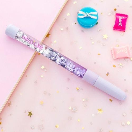 Colorful Quicksand Gel Pen Creative LED Signature Pens(Purple)