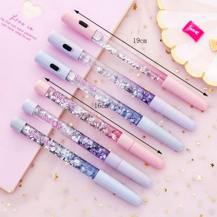 Colorful Quicksand Gel Pen Creative LED Signature Pens(Purple)