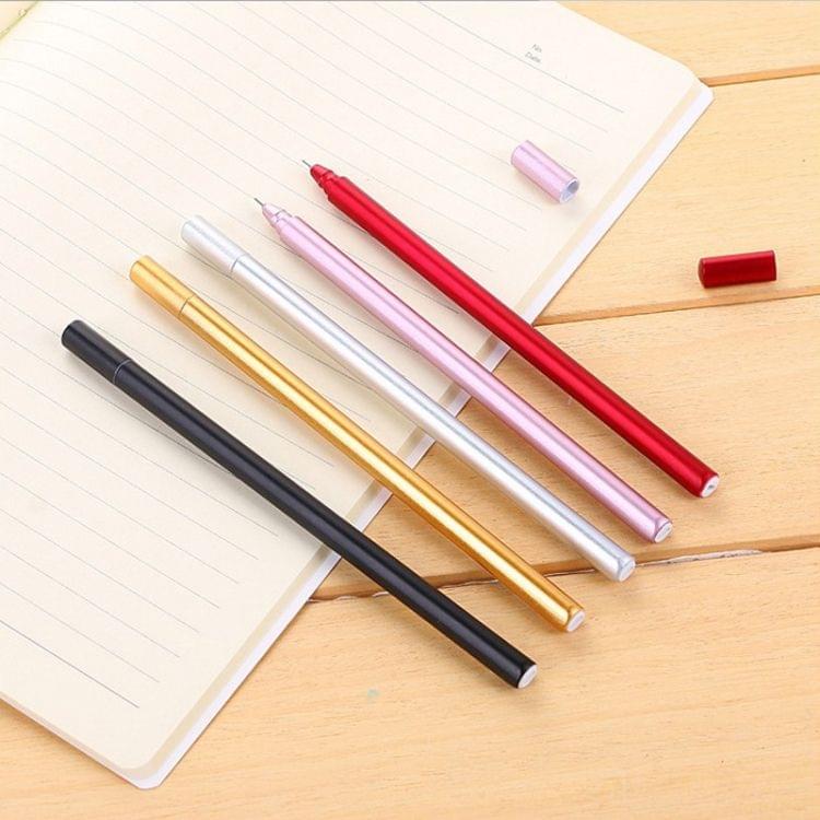 5 PCS Simple Triprism Ballpoint Pen Pure Metal Color School Office Stationery Supplies(Gold)