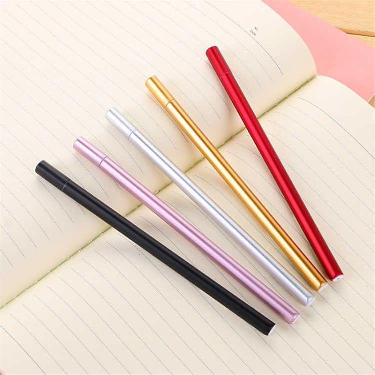 5 PCS Simple Triprism Ballpoint Pen Pure Metal Color School Office Stationery Supplies(Gold)