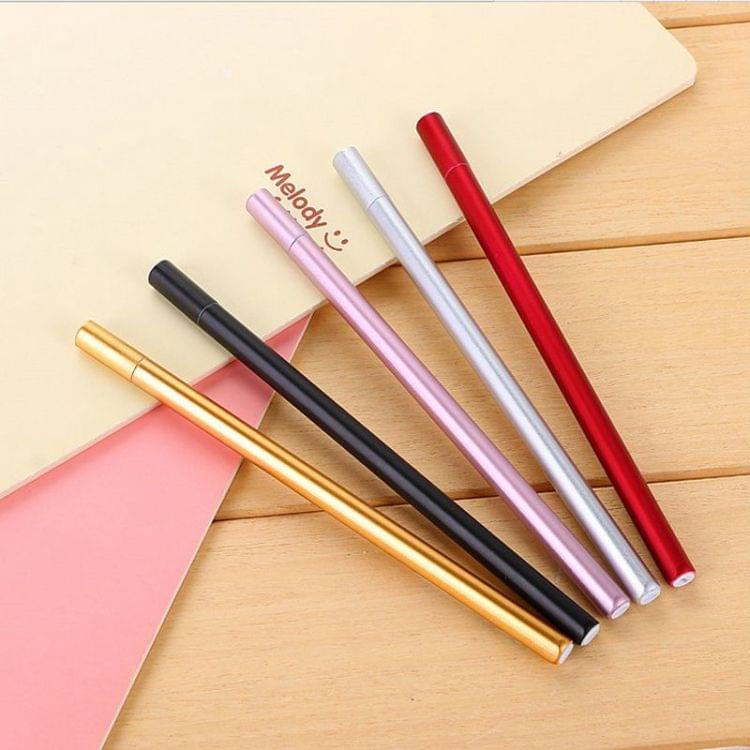 5 PCS Simple Triprism Ballpoint Pen Pure Metal Color School Office Stationery Supplies(Gold)