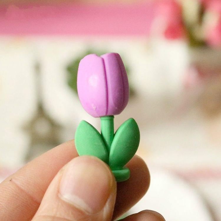 XZ160 6 PCS Creative Cartoon Flower Engraving Simulation Tulip Eraser Children Stationery Gift