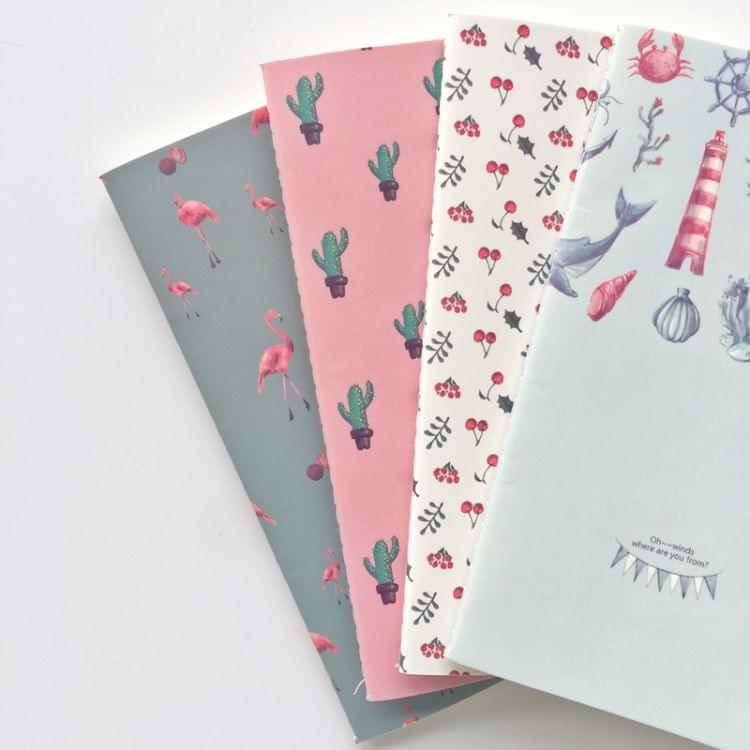 2 PCS 24 Sheets Animals Plants School Office Supply Student Stationery Notepad(Flamingo)