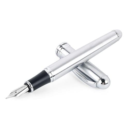 X750 Stationery Stainless Steel Fountain Pen Medium Nib Ink Pens School Oiifice Gift, Nib Size:1.0mm(Silver)