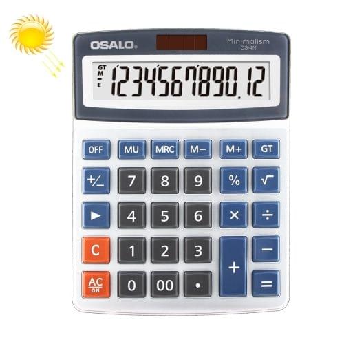 OSALO OS-4M 12 Digits Desktop Calculator Solar Energy Dual Power Calculator